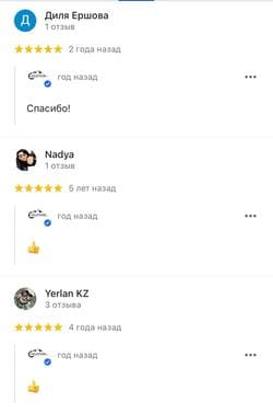 Google reviews 5 star from Диля Ершова, Nadya, Yerlan kz🚴 Velotour Kazakhstan