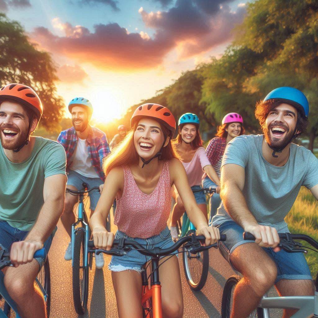 Happy cyclists